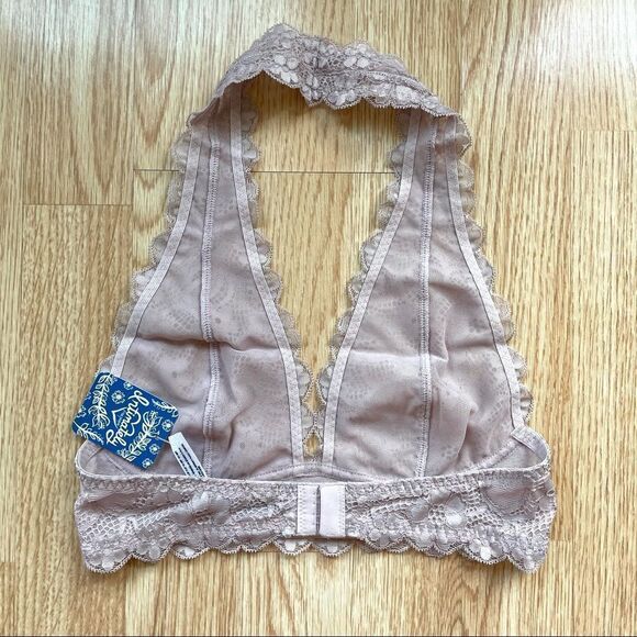 NWT Free People Intimately Galloon Lace Halter Bra in Evening Dove - Picture 4 of 7